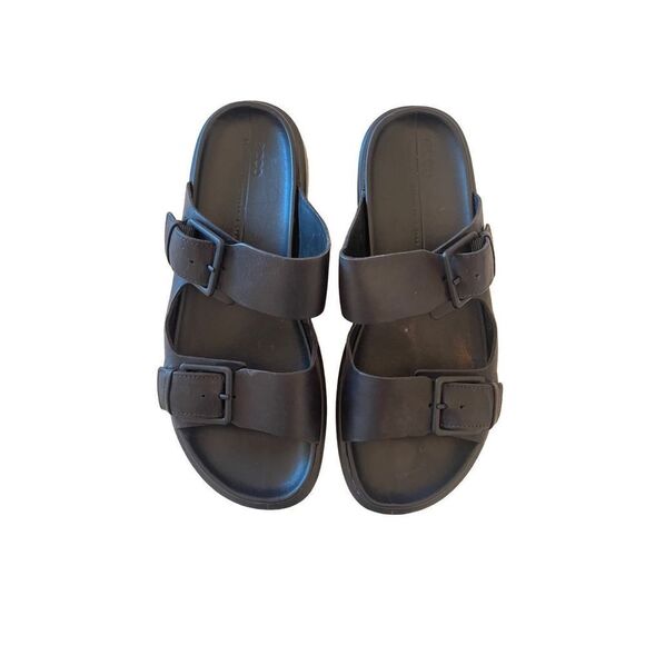 Ecco Flowt Fluxe Mens Black Classic Leather Buckle Slide Sandals Size 8.5 - Picture 14 of 16